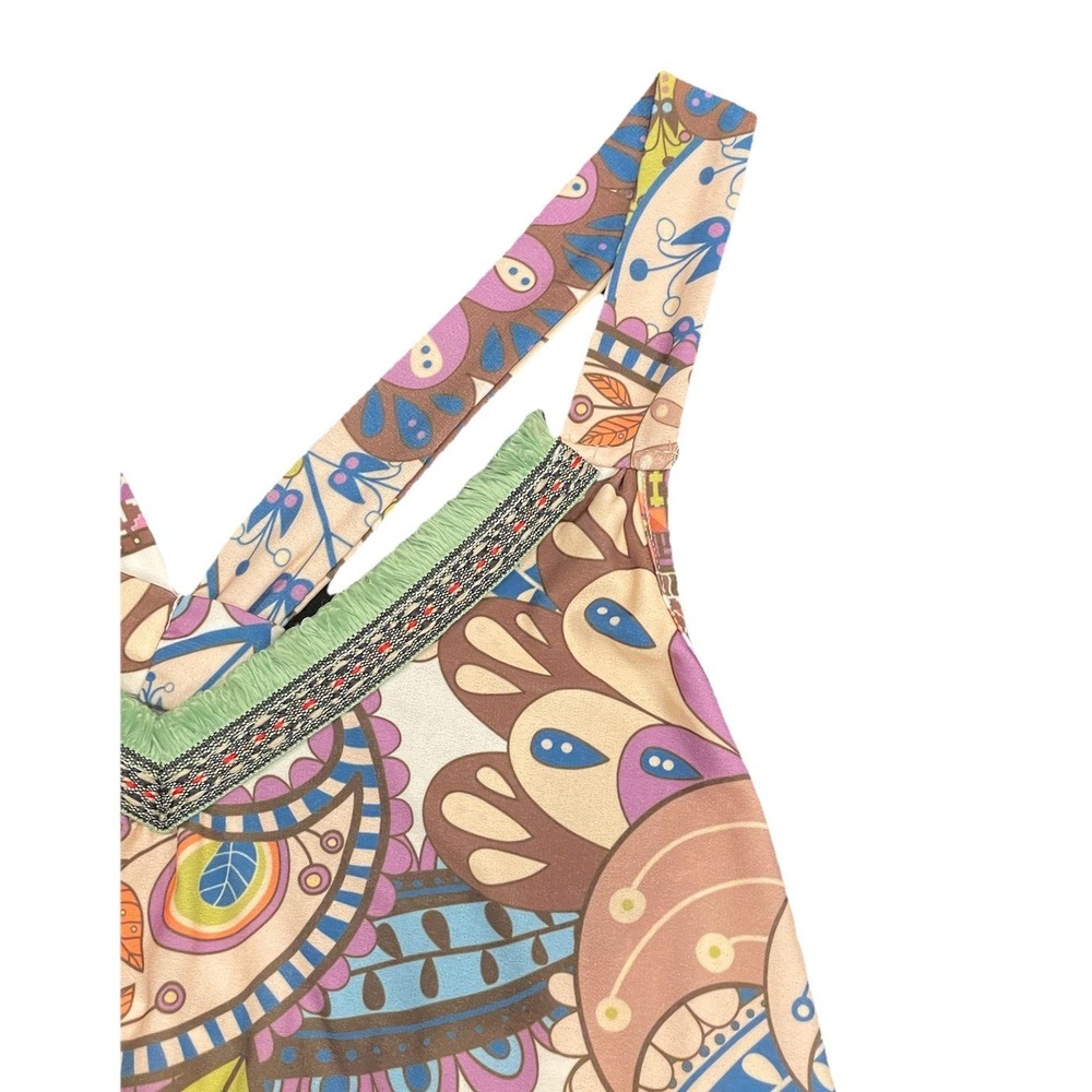 NWT Vanessa Scott Tank Top Chic Paisley Pattern Bohemian Basic Art Italy SIZE S - Picture 6 of 13